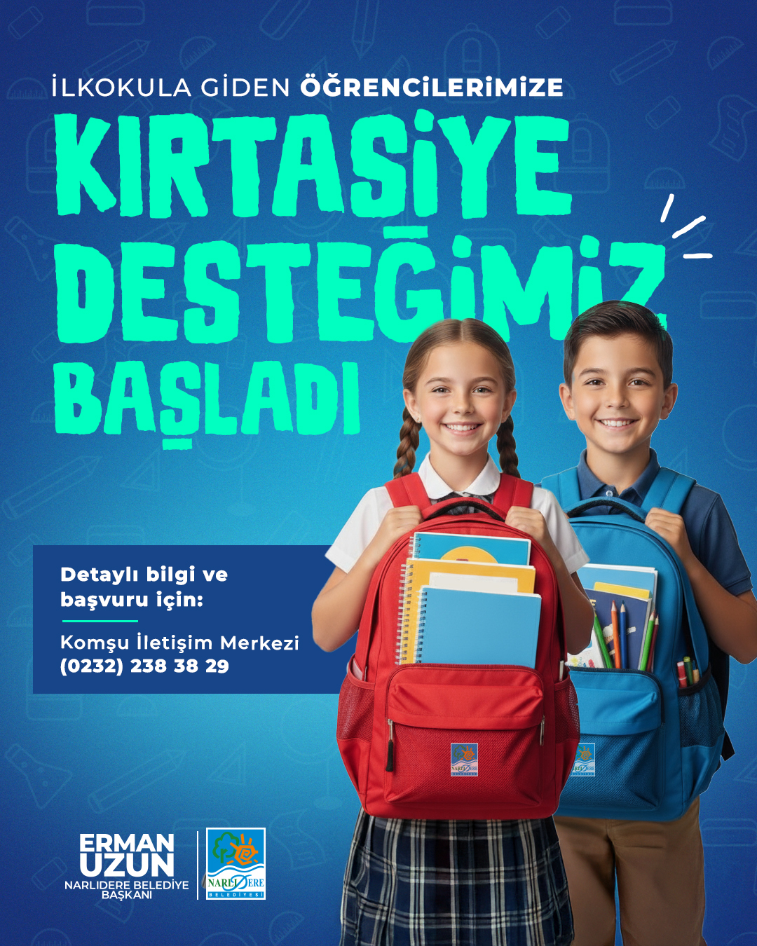 NARLIDERE BELEDİYESİ'NDEN MİNİK ÖĞRENCİLERE ÇANTA VE KIRTASİYE DESTEĞİ