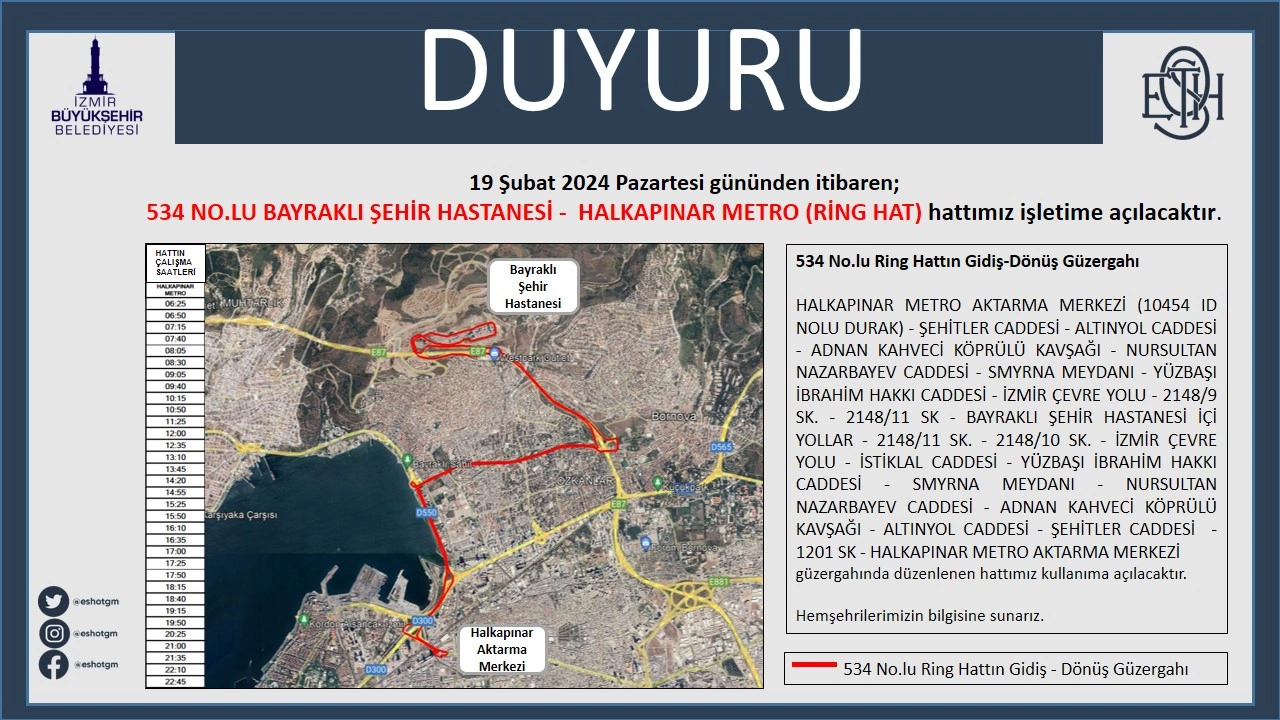 Eshot'tan, Şehir Hastanesi'ne yeni hat