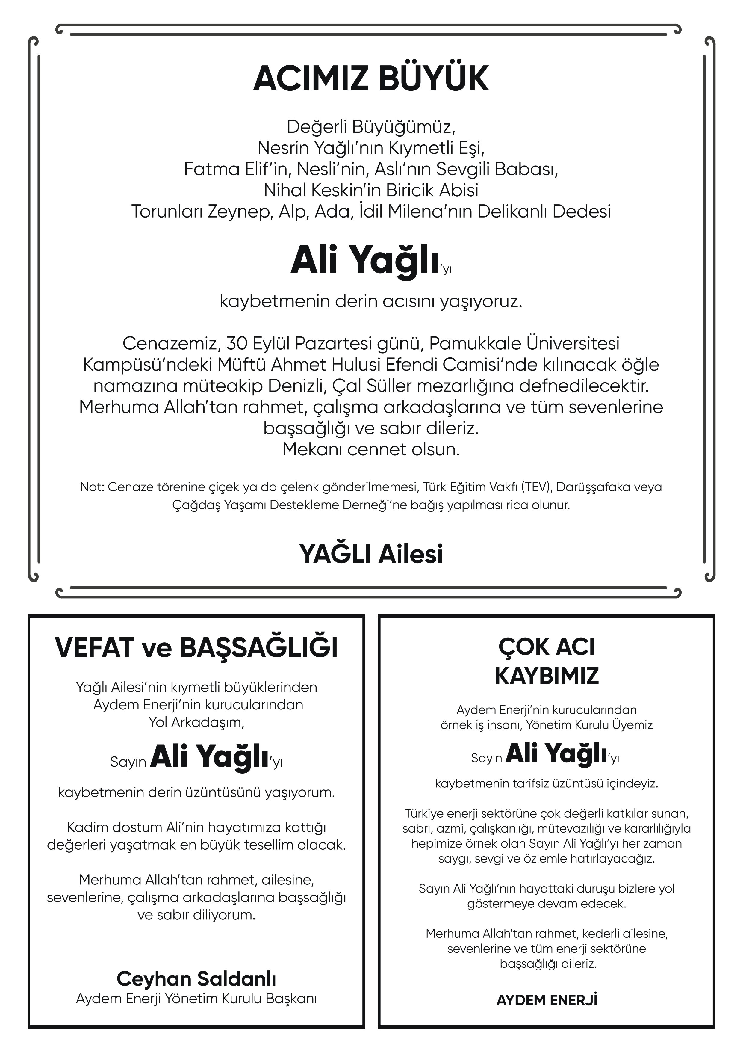 AYDEM Enerji'nin acı günü: Ali Yağlı hayatını kaybetti