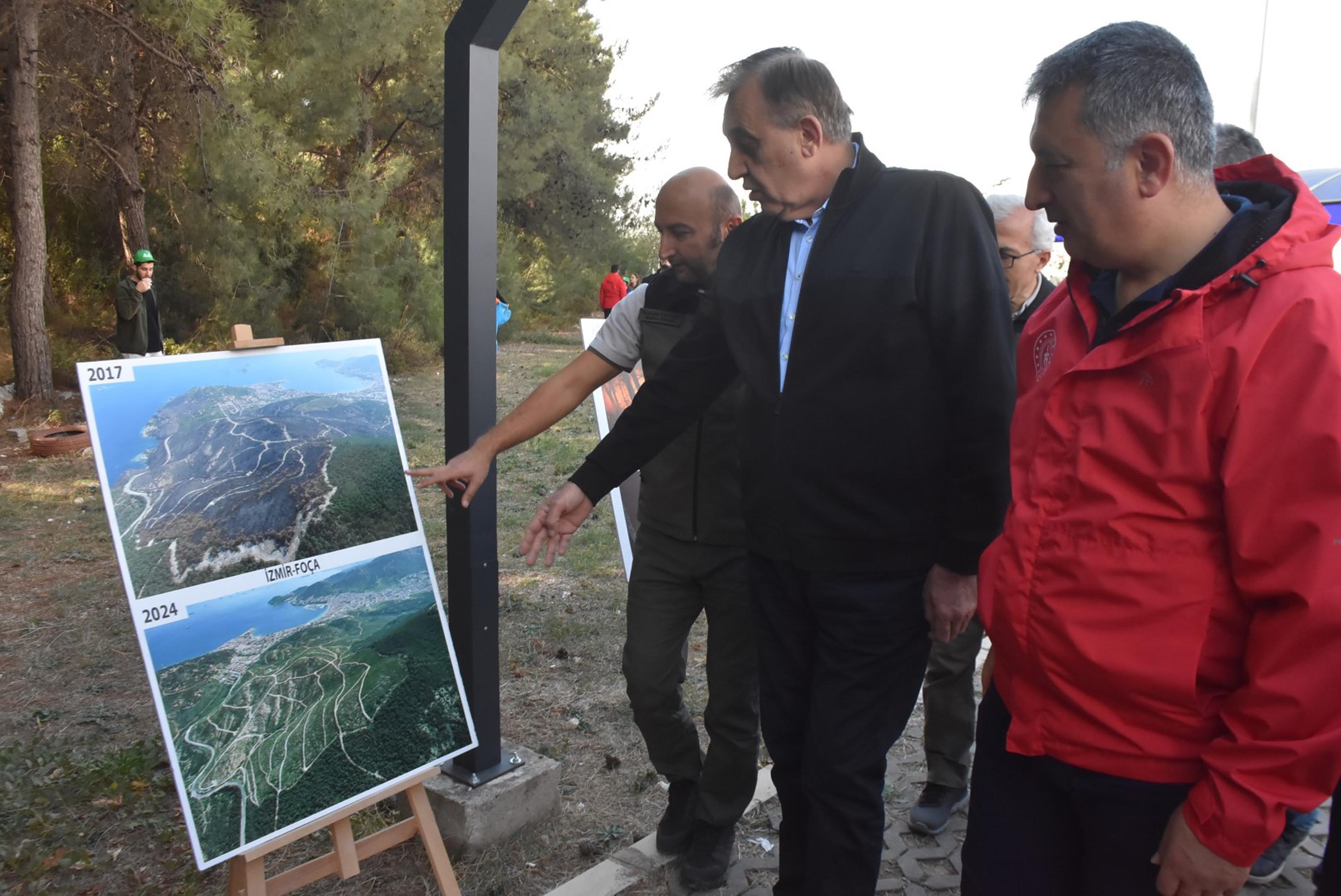 İzmir'de orman yangınları ile mücadele kapsamında gençler atık topladı