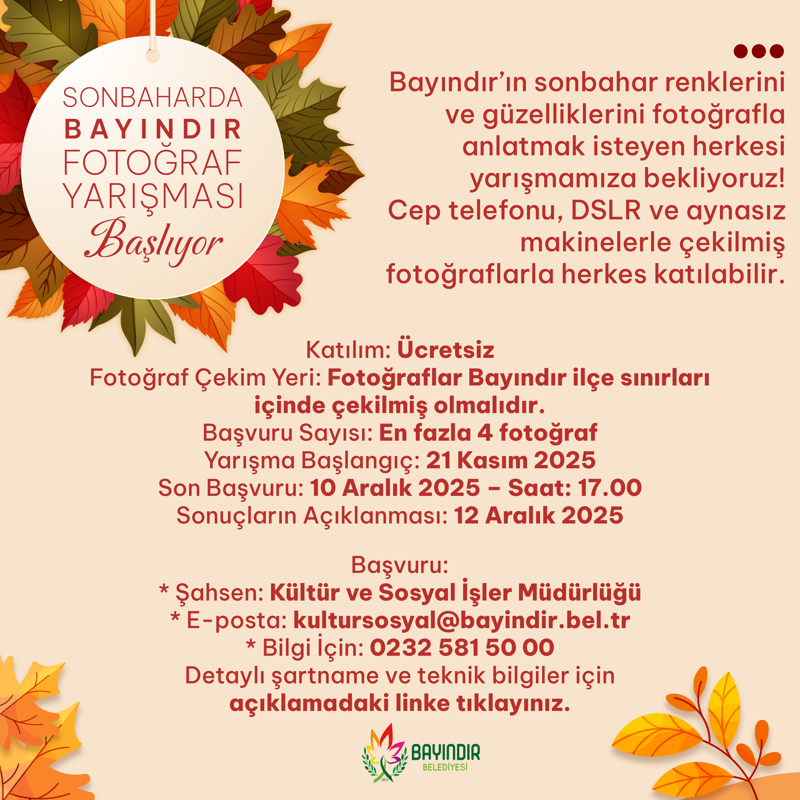 Bayındır’da Sonbahar Temalı Fotoğraf Yarışması Başladı