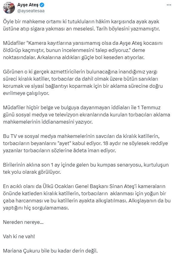 Ayşe Ateş yargılama sürecine isyan etti