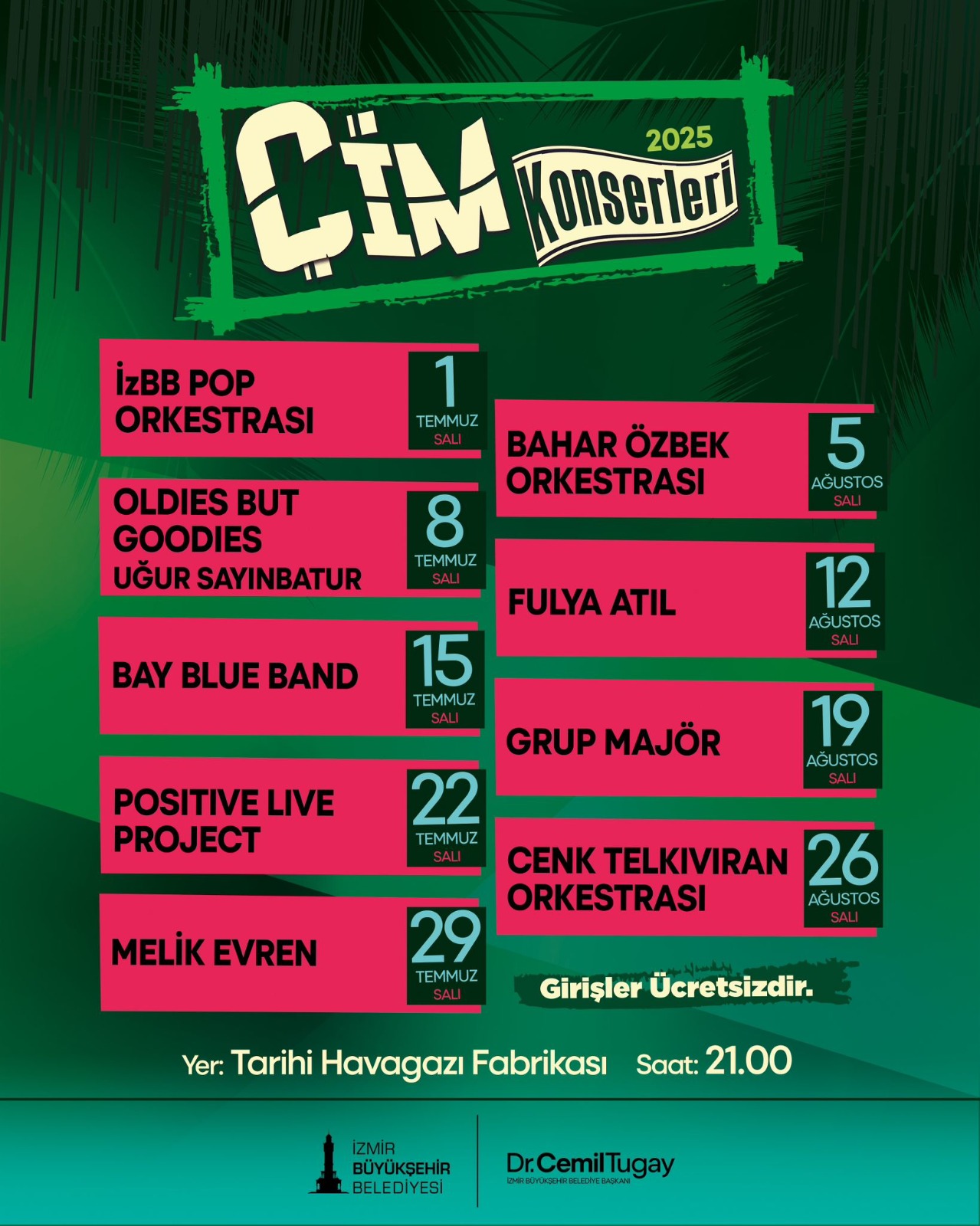 Çim Konserleri 1 Temmuz’da başlıyor