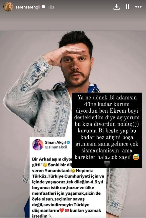 Seren Serengil'den Sinan Akçıl'a tepki: Ne dönek adamsın
