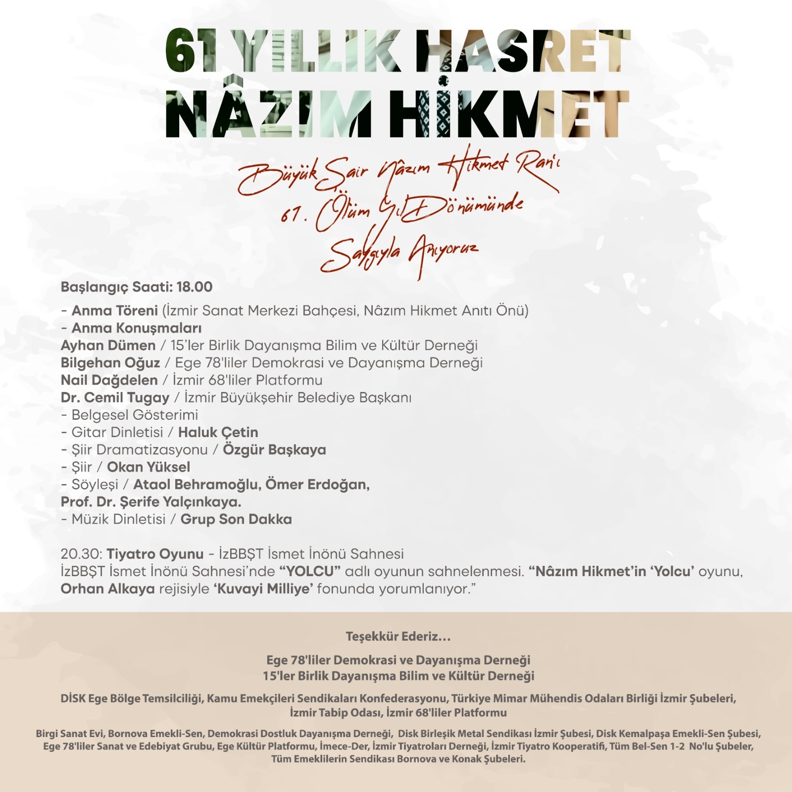 Usta şair Nâzım Hikmet Kültürpark’ta anılacak