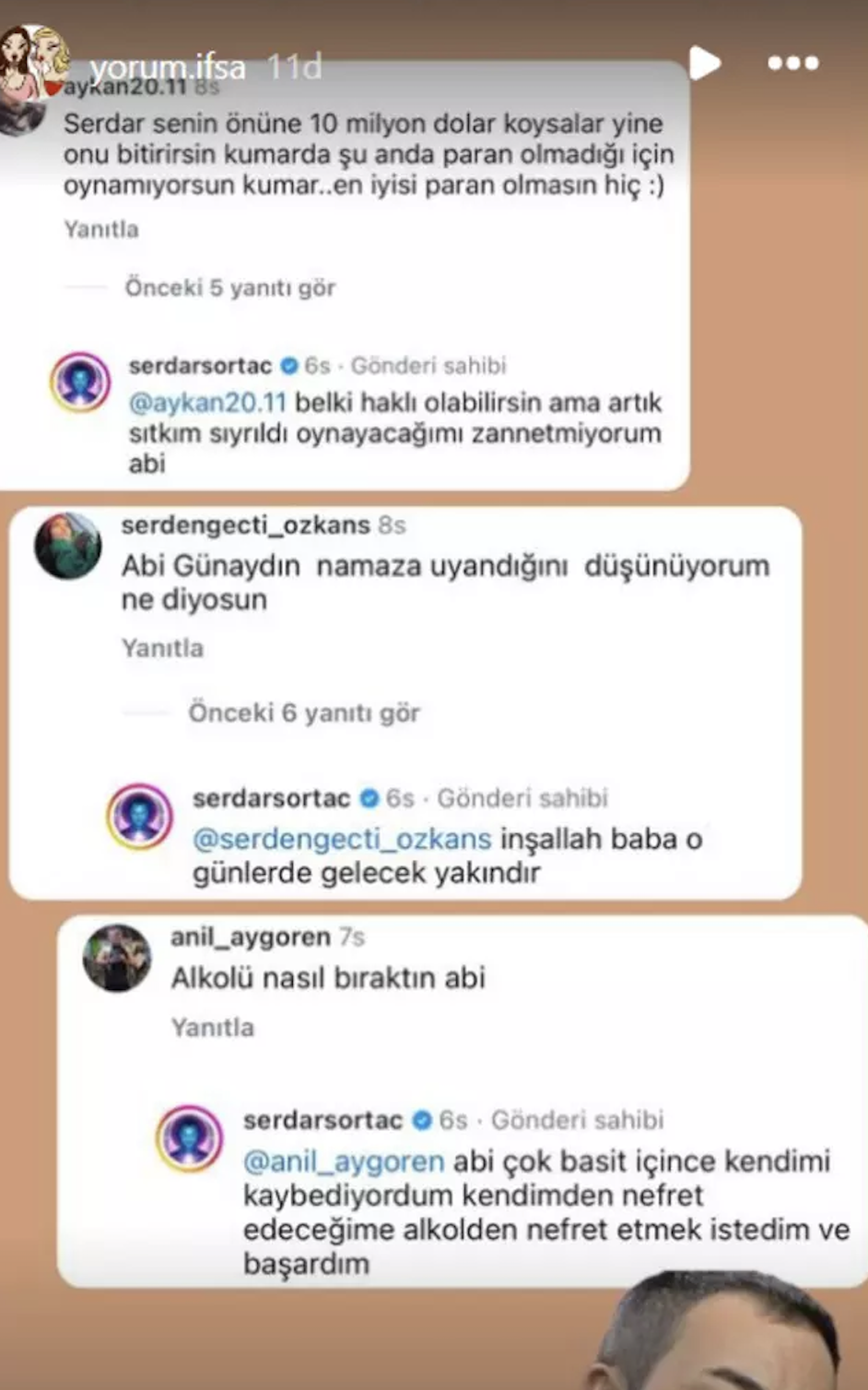 Serdar Ortaç, "Eğer önüme 10 milyon dolar koyarlarsa kumar oynarım" yorumuna karşılık verdi