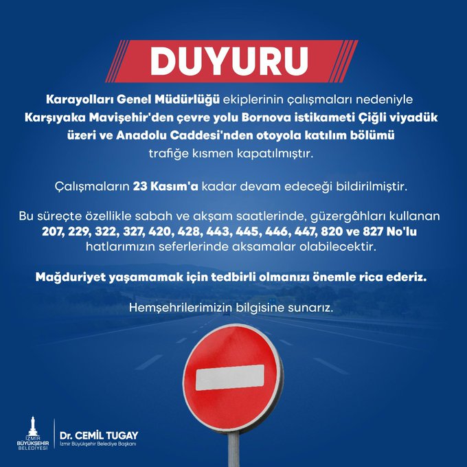 Başkan Tugay duyurdu: İzmir'de İki Farklı Güzergahta Trafik Düzenlemesi