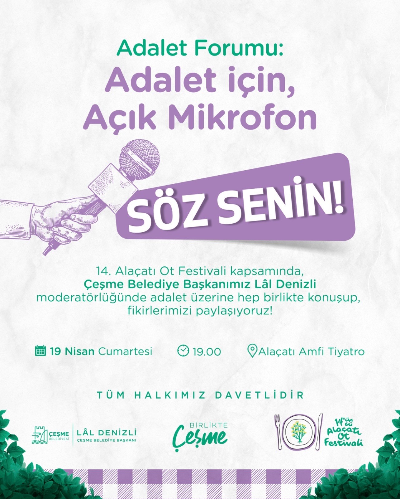 14. Alaçatı Ot Festivali’nde ‘Adalet İçin Açık Mikrofon Forumu’ yapılacak