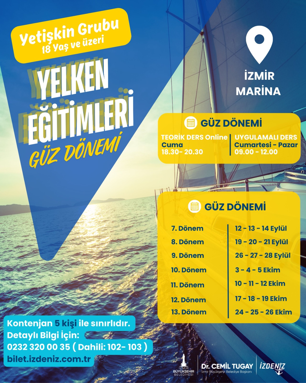 Yetişkin grubu yelken eğitimleri İzmir Marina’da devam ediyor