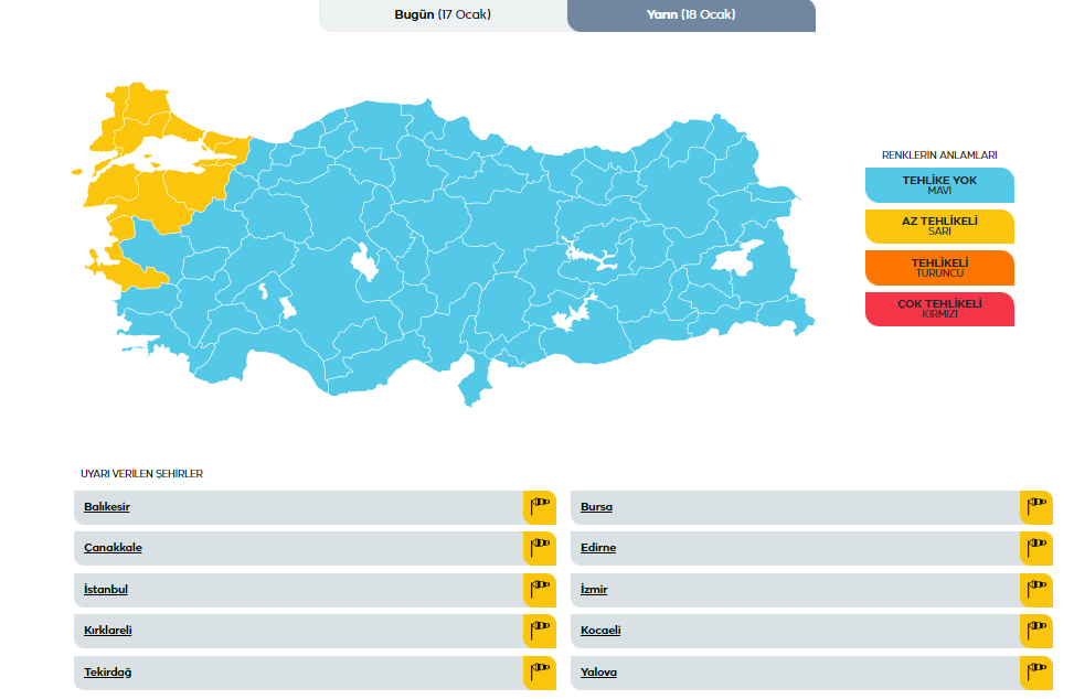 10 il için "sarı" uyarı: Fırtınaya dikkat