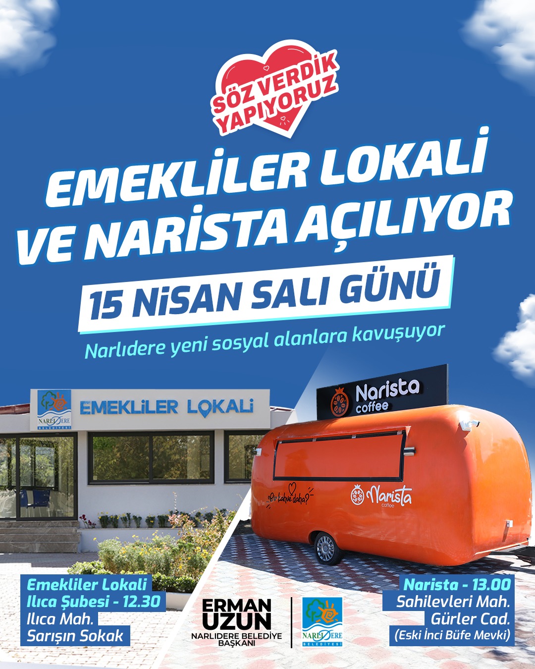 Narlıdere'de 15 Nisan'da çifte açılış
