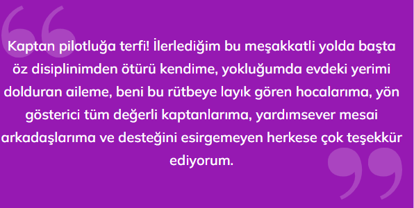 Yağmur Sarıoğlu kaptan pilotluğa terfi etti!