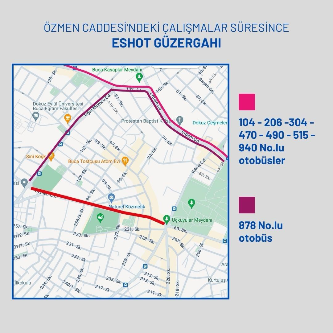 Buca Özmen Caddesi yağmur suyu hatlarının yapımı nedeniyle trafiğe kapatılacak
