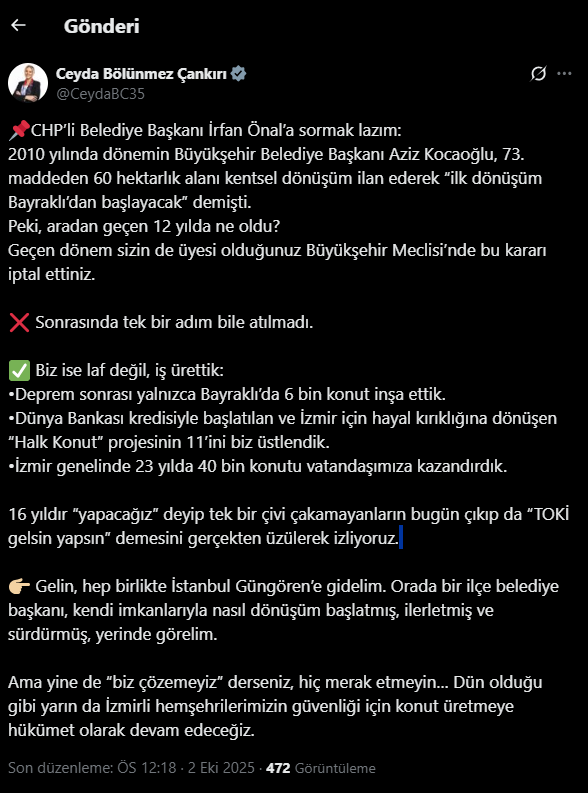 Ak Parti'li Çankırı’dan Bayraklı çıkışı: “Biz iş ürettik, onlar tek çivi çakamadı”