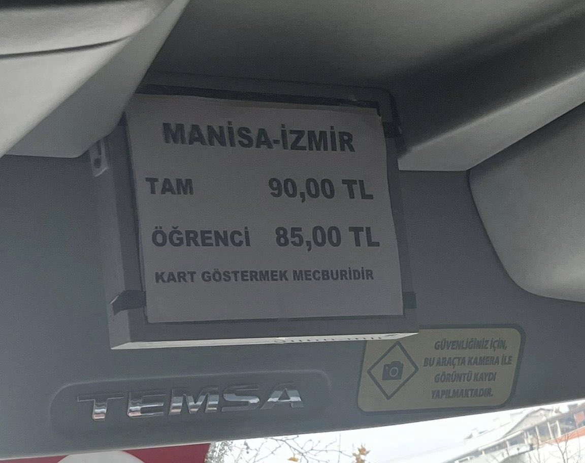 İzmir-Manisa yolculuk ücretine zam!