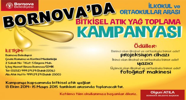 Bornova’da okullar atık yağları toplamak için yarışıyor