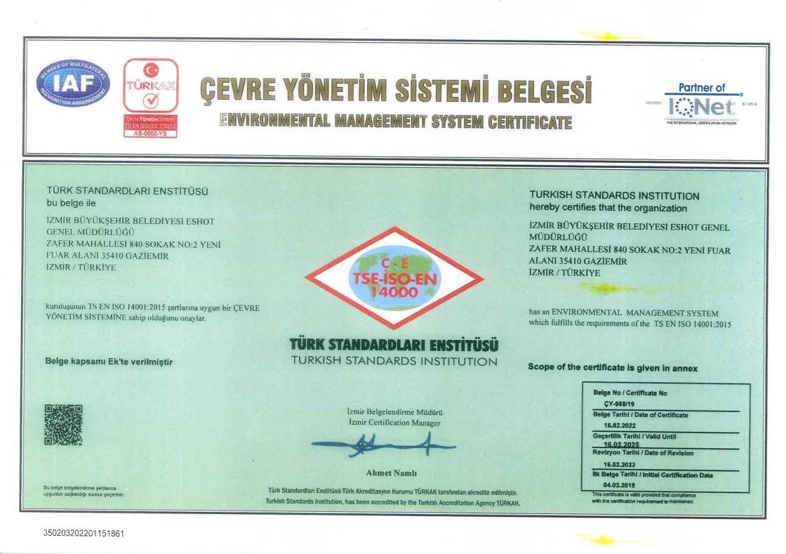 ESHOT’a kalite tescili