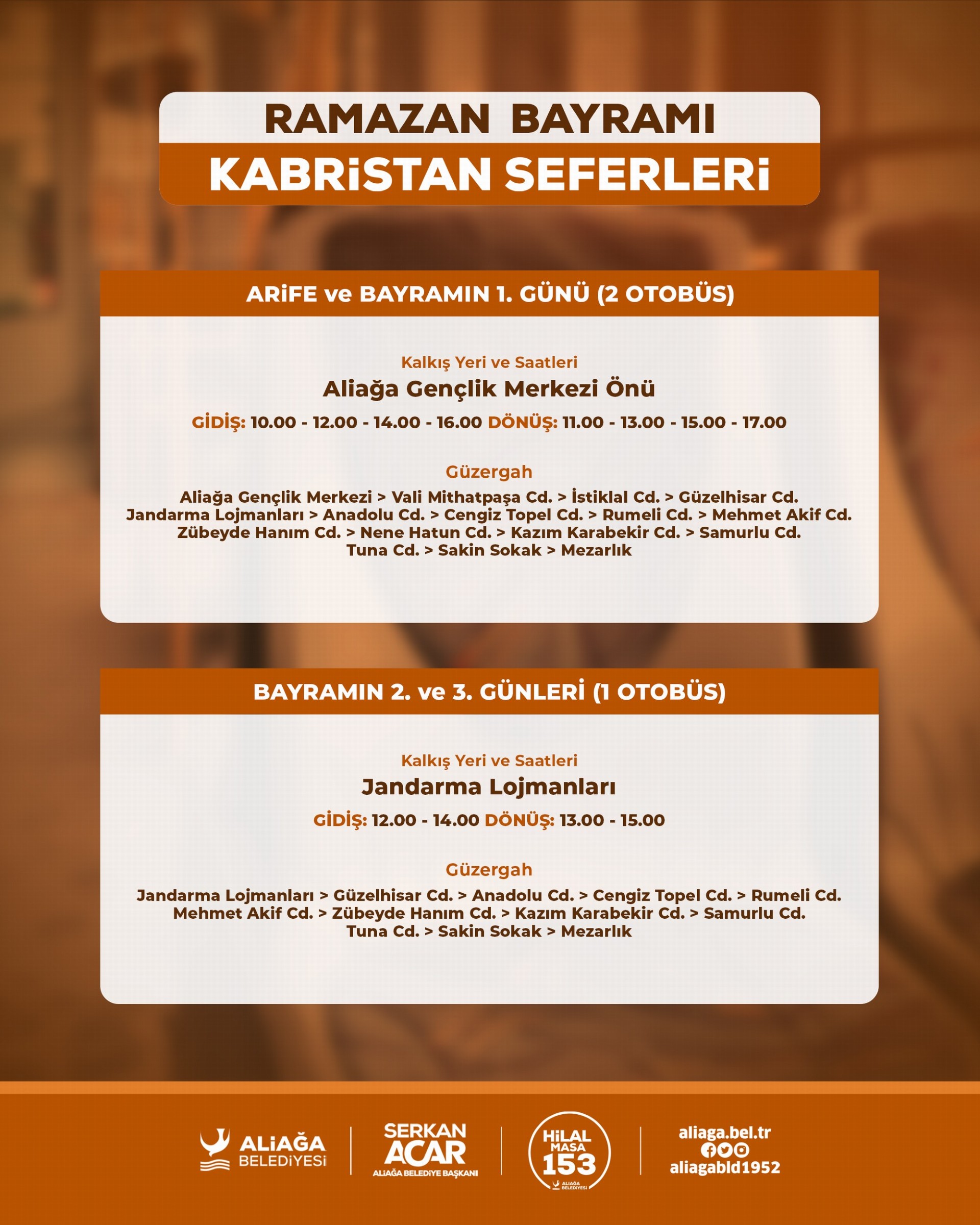 Aliağa Belediyesi’nden Ramazan Bayramında Kabristana Ücretsiz Ulaşım