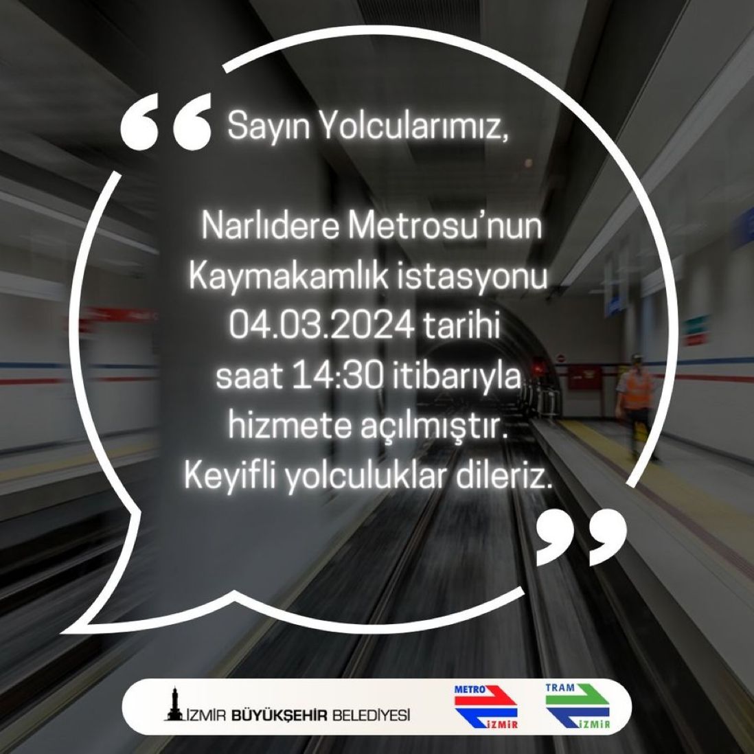 Metro İzmir’den Kaymakamlık İstasyonu açıklaması