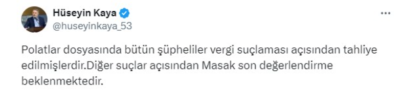Polat çifti hakkında tahliye kararı verildi