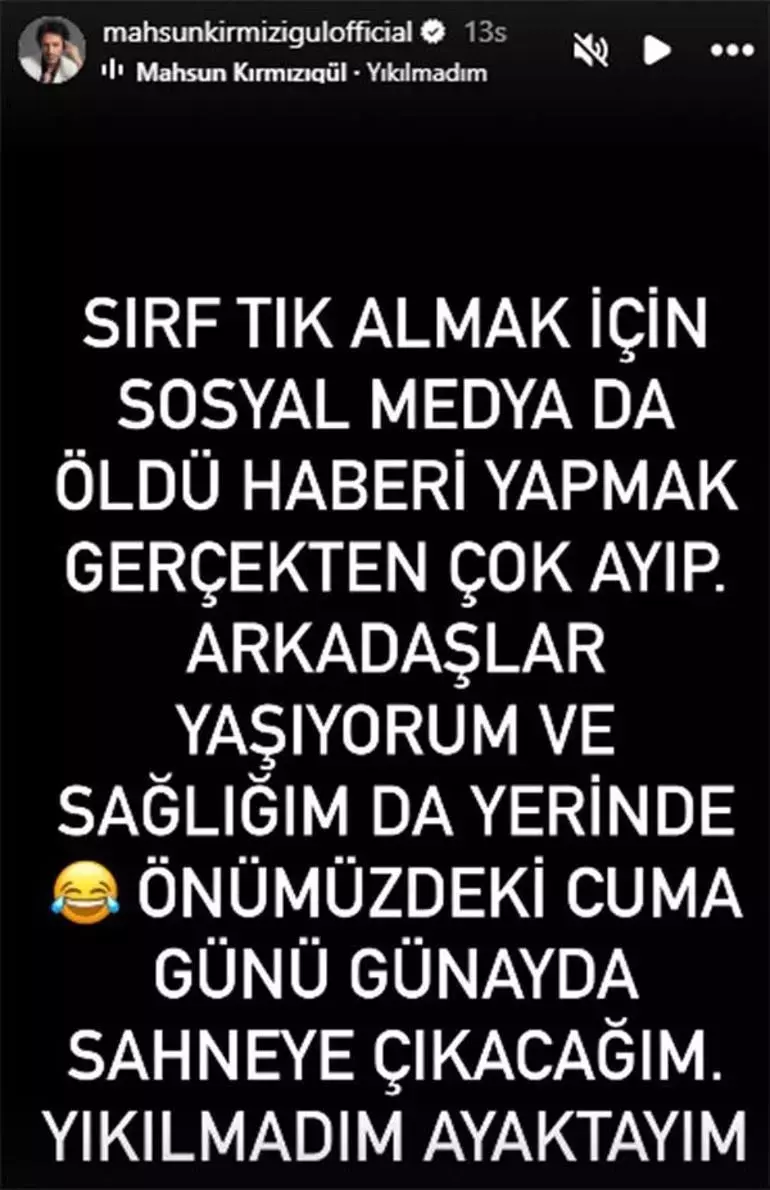 Mahsun Kırmızıgül: 'Öldü' haberleri hakkında konuştu