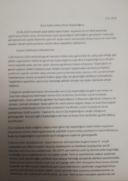 CHP Buca'da mavi ve beyaz liste salonu terk etti