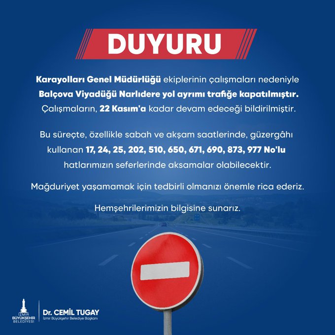 Başkan Tugay duyurdu: İzmir'de İki Farklı Güzergahta Trafik Düzenlemesi