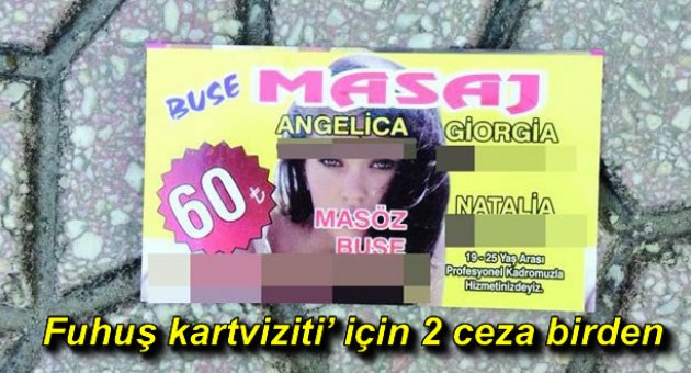 Fuhuş kartviziti’ için 2 ceza birden
