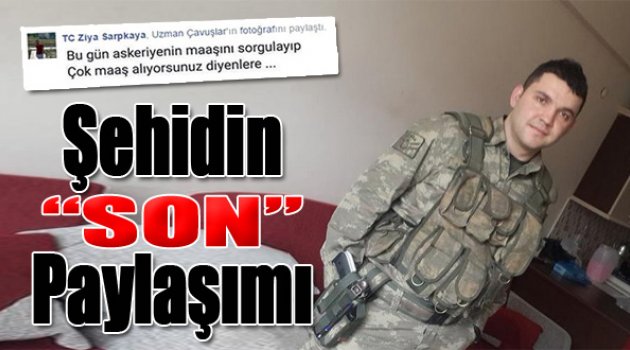 Hakkari şehidi Ziya Sarpkaya'nın son paylaşımı