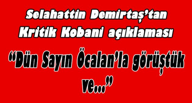 HDP Eş başkanı Demirtaş'tan flaş açıklmalar