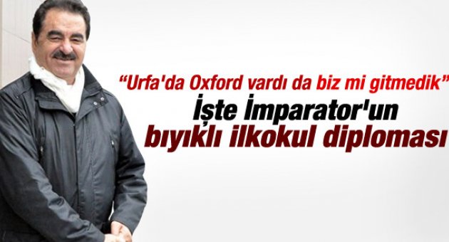 İbrahim Tatlıses'in ilkokul diploması