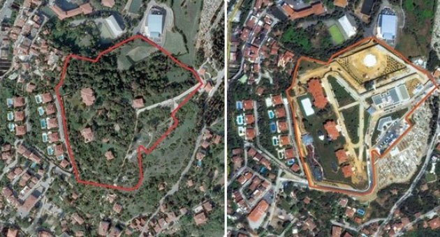 İmara aykırı restore edilen Vahdettin Köşkü&#039;nde ağaç katliamı