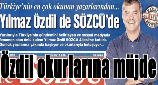 Özdil&#039;in yeni adresi &quot;Sözcü&quot;