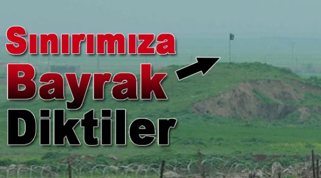 Türkiye sınırına bayrak diktiler!