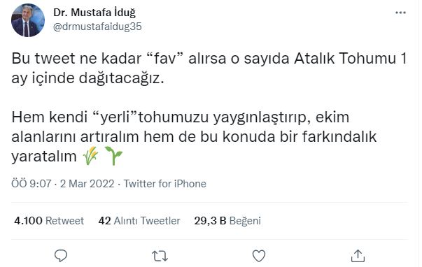Başkan İduğ duyurdu: Ne kadar 'fav' o kadar Atalık Tohum