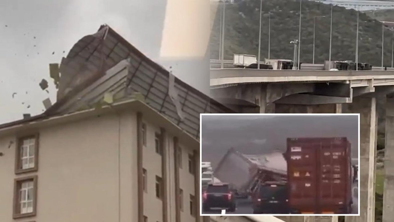 Ne çatı kaldı ne cam! Fırtına tırları peş peşe devirdi, otoyollar savaş alanına döndü