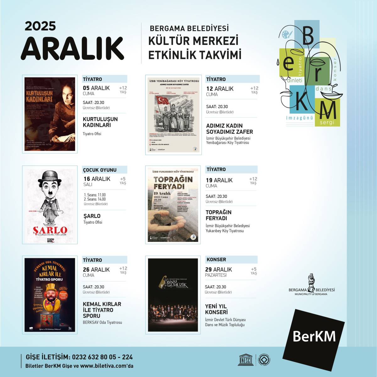 BERGAMA BELEDİYESİ KÜLTÜR MERKEZİ'NDE ARALIK AYI DOPDOLU GEÇECEK